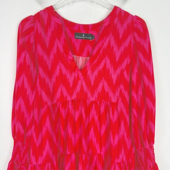Tuckernuck Pomander Place Hot Pink Ikat Kenzo Dress Swing Mini Size Small S EUC - Picture 3 of 13